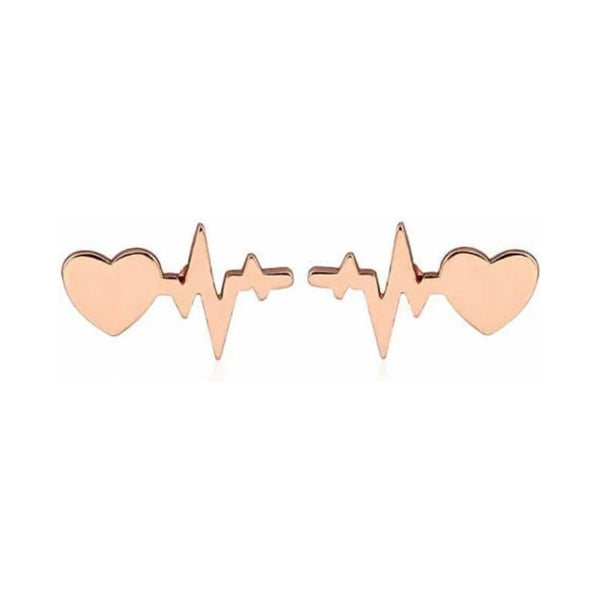 Rose Gold Heartbeat Stud Earrings